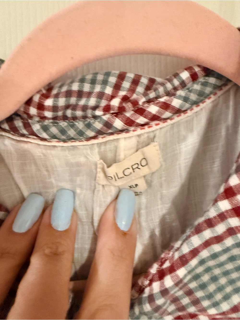 Pilcro Plaid Smocked Collar Dress in Red, Blue & White - Picture 3 of 4